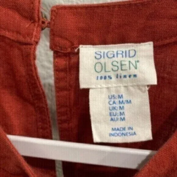 Sigrid Olsen Linen Neutral Strap Dress Mini Boho Mod Casual - Picture 4 of 6